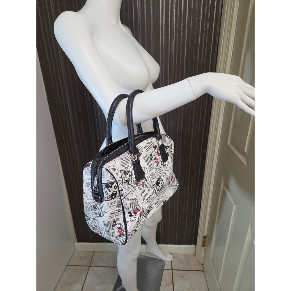 y2k Disney Parks Mickey Minnie Mouse Vintage Newspaper Print Satchel Crossbody